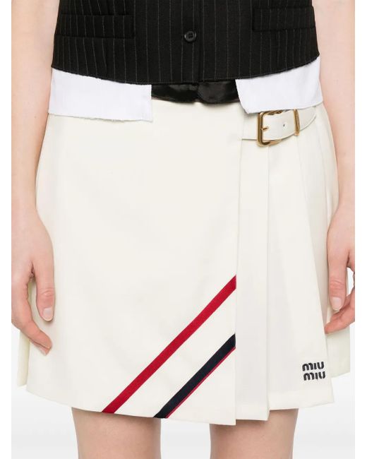 Miu Miu Natural Pleated Mini Skirt