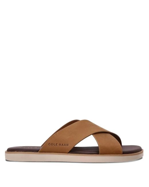 Cole Haan Brown Cross-Strap Leather Sandals for men