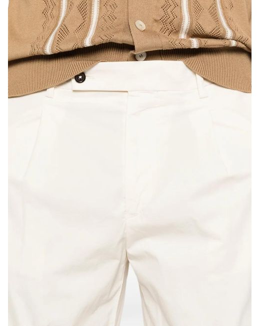 Berwich White Button Pleated Shorts for men