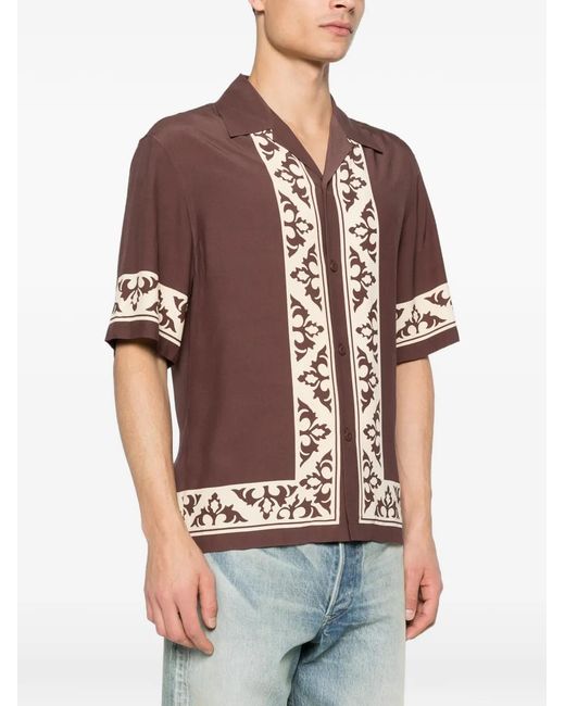Sandro Pink Loose-Fit Contrast Print Shirt for men