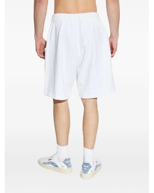 DSquared² White Signature Relax Fit Shorts for men