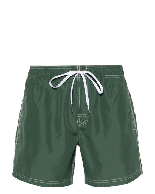 Sundek Green Stripe-detail Swim Shorts for men