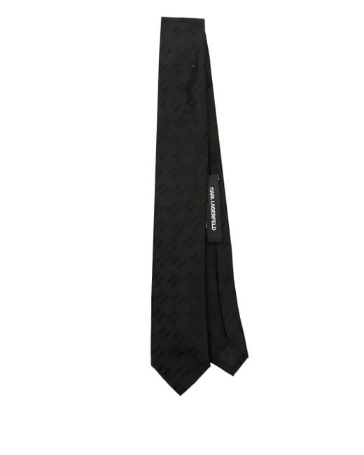 Karl Lagerfeld Black Geometric-Pattern Tie for men