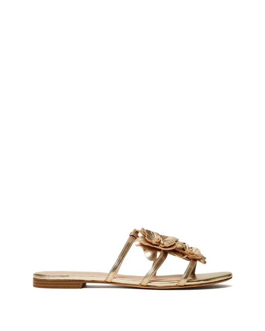 Twinset Metallic Floral-Appliqué Strappy Sandals