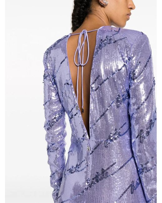 ROTATE BIRGER CHRISTENSEN Blue Logo-Embellished Sequin Minidress