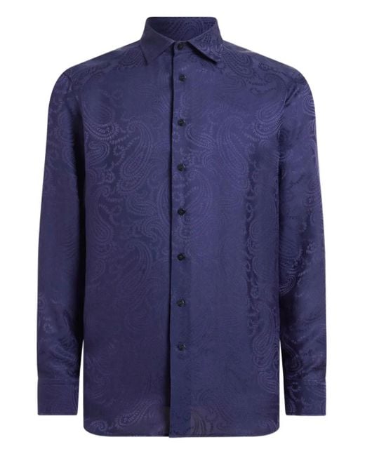 Etro Blue Paisley Jacquard Shirt for men