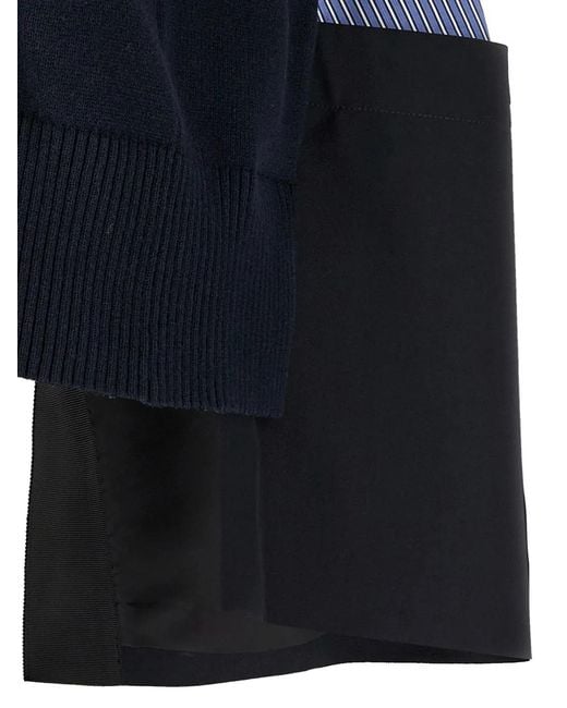 Sacai T-Shirt Met Patchwork in het Blue