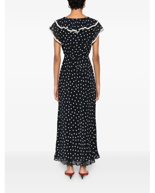 Rixo White Beyhea Polka-Dot Ruffled Maxi Dress