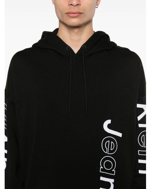 Sudadera con capucha y logo bordado Calvin Klein de hombre de color Black