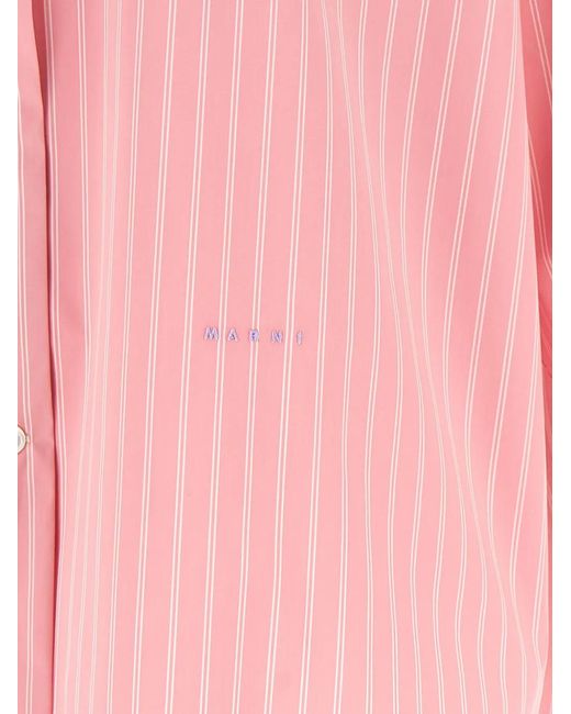 Marni Pink Striped Oversized Shirt