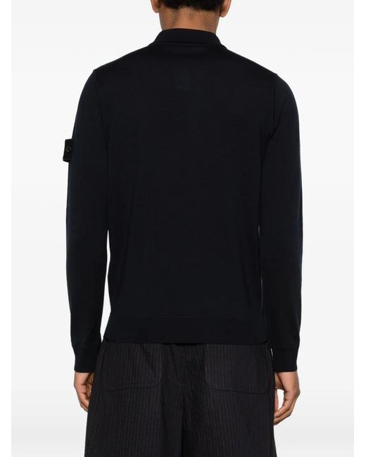 Stone Island Black Compass-Badge Polo Shirt for men
