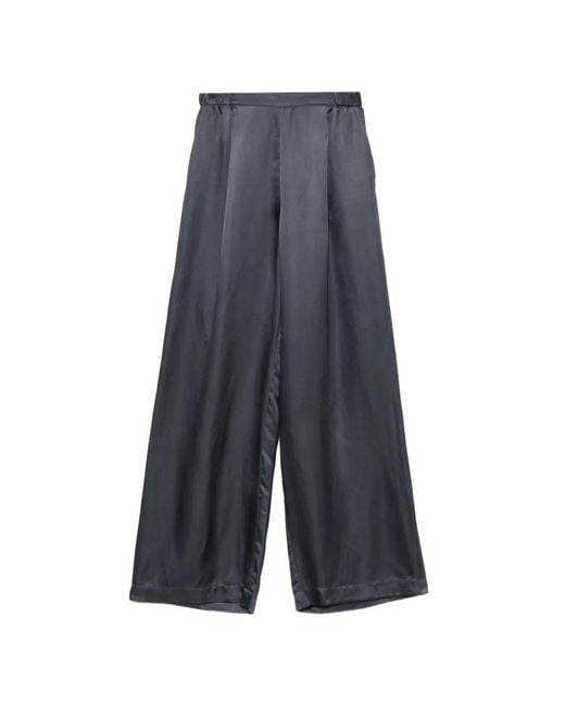 Carine Gilson Blue Satin Wide-Leg Trousers