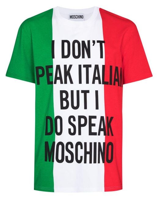landing Junior Mentalt Moschino I Don't Speak Italian T-shirt in Green for Men | Lyst Australia