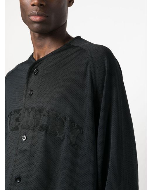 Givenchy Black Logo-embossed Perforated Shirt for men