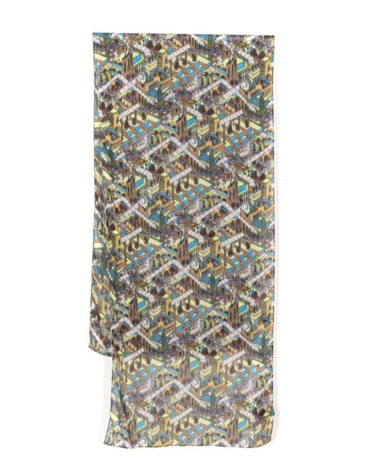 PS by Paul Smith Gray City-print Scarf for men