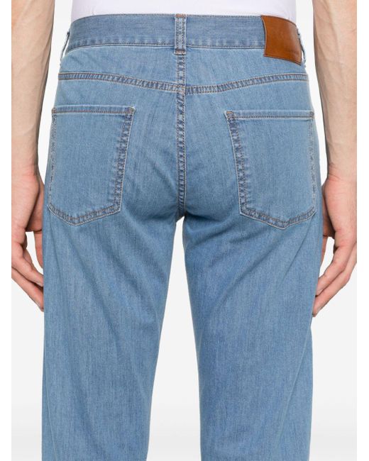 Canali Halbhohe Slim-Fit-Jeans in Blue für Herren