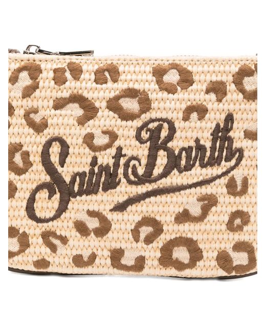 Mc2 Saint Barth White Mini Leopard-Print Clutch Bag
