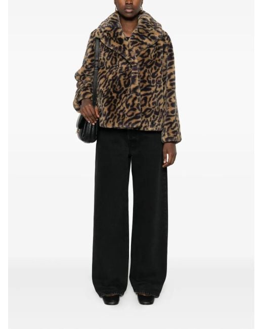 A.P.C. Brown Leopard-Print Double-Breasted Jacket