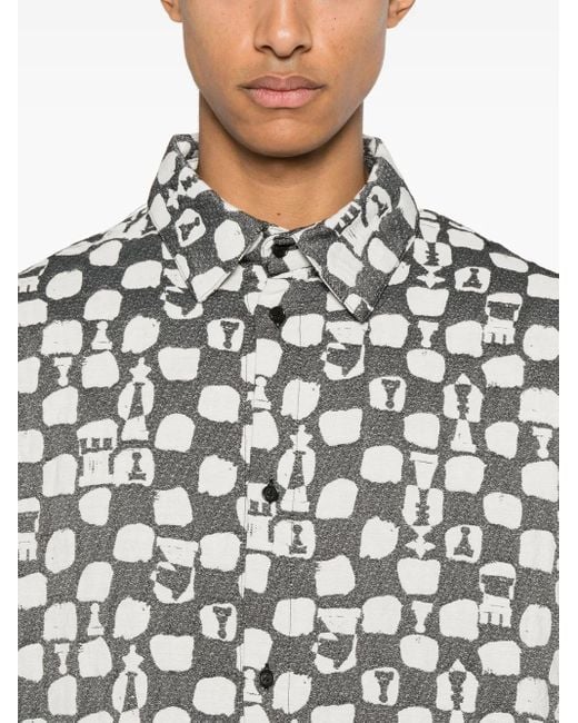 Henrik Vibskov White Big Patterned-Jacquard Shirt for men