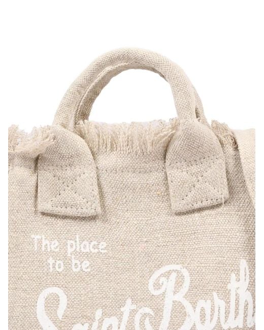 Mc2 Saint Barth Natural Mini Vanity Frayed Linen Tote Bag