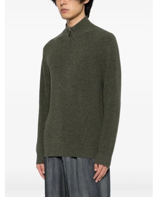 N.Peal Cashmere Green Temple Jacquard Sweater for men