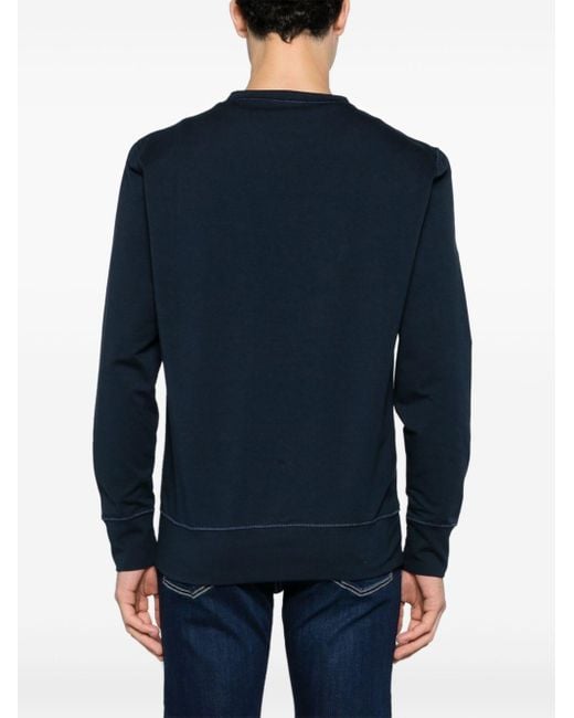 Kiton Blue Logo-print Cotton Blend Sweatshirt for men