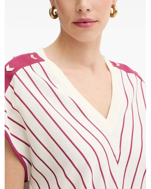 Liu Jo Red Striped Chevron-Knit Sweater