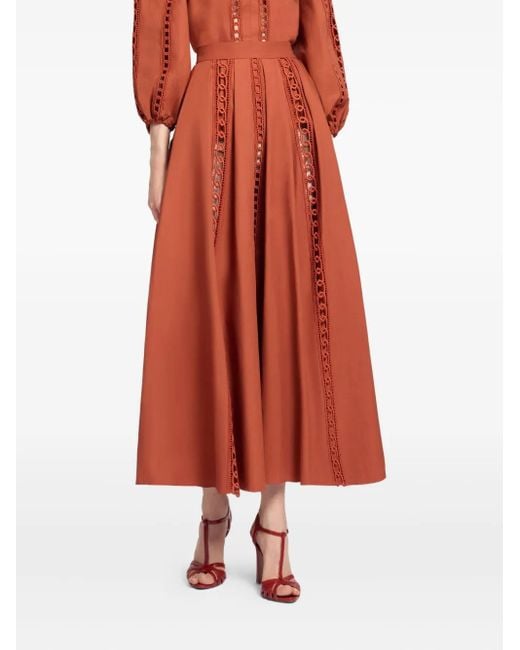Elie Saab Orange Cotton Midi Skirt