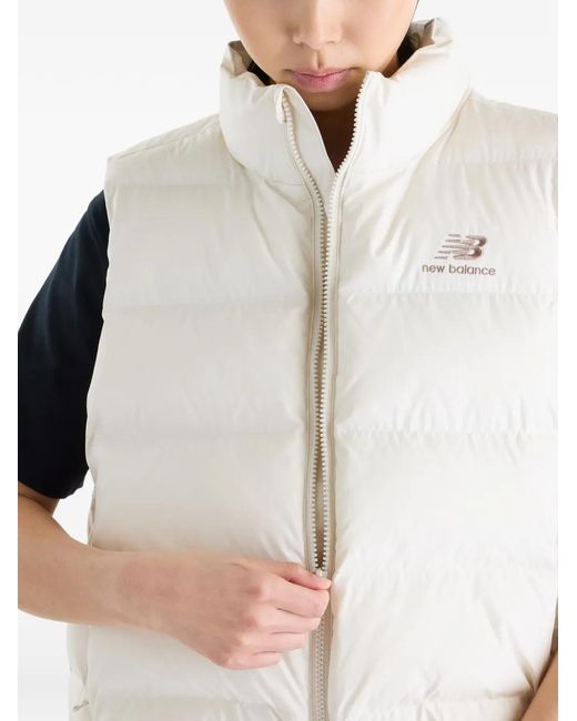 New Balance White Boston Padded Gillet