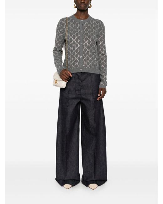 Gucci GG Crystal-embellished Cardigan in Gray | Lyst