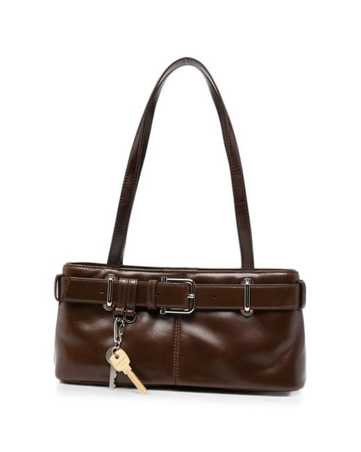OSOI Brown Brocle Buckled Shoulder Bag