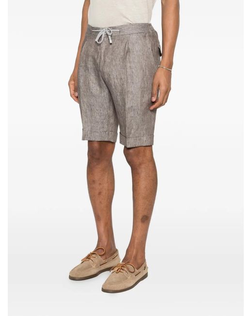 Barba Napoli Gray Drawstring Pleated Shorts for men