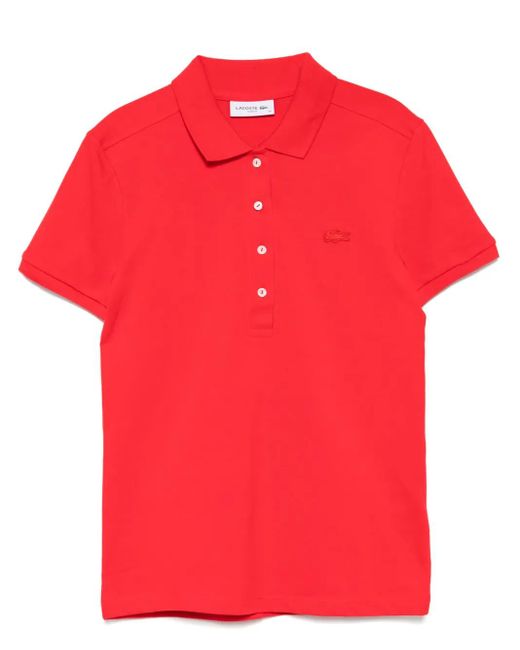 Polo À Patch Logo Lacoste en coloris Red