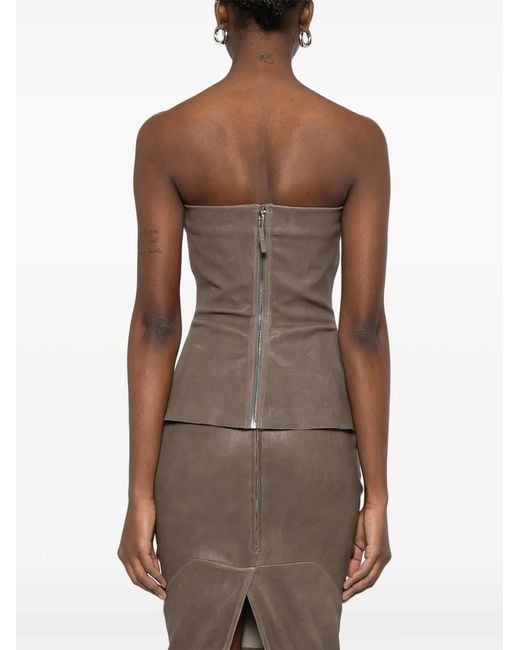 Rick Owens Brown Bustier Leather Top