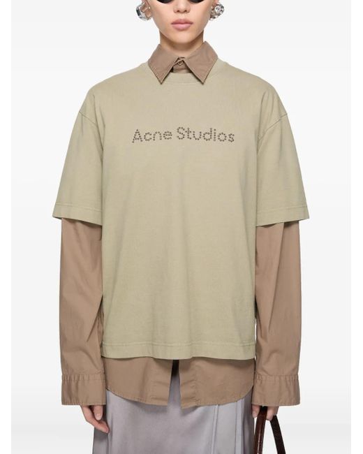 Acne スタッズロゴ Tシャツ Natural
