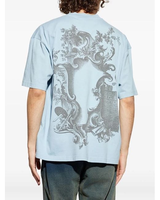 DIESEL Blue Embroidered-Logo T-Shirt for men