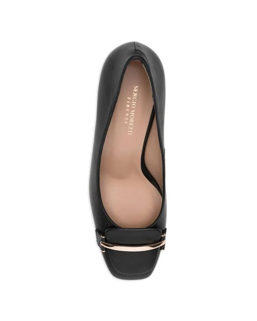 SERGIO MORETTI FIRENZE Black Square-Toe Pumps