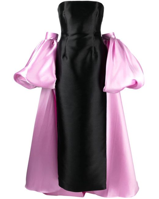 Solace London Pink Lea Strapless Two-tone Satin-twill Gown