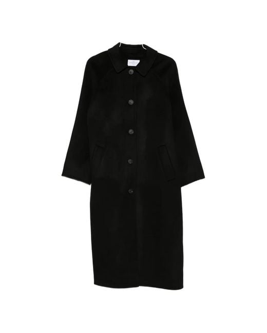 The Dynamis Studio Black Raglan-Sleeve Button-Down Coat