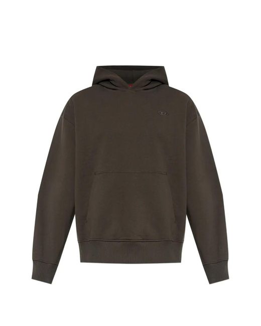 DIESEL Gray Logo-Embroidered Hoodie for men