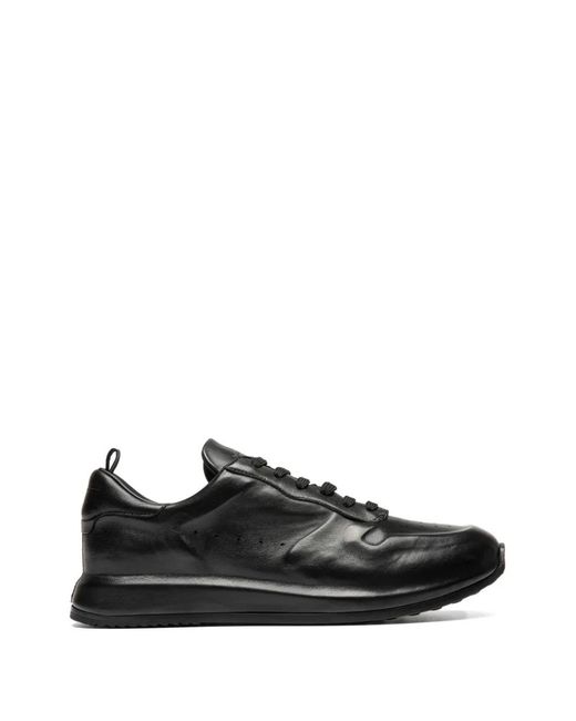 Officine Creative Black Perforated-Detail Leather Sneakers for men