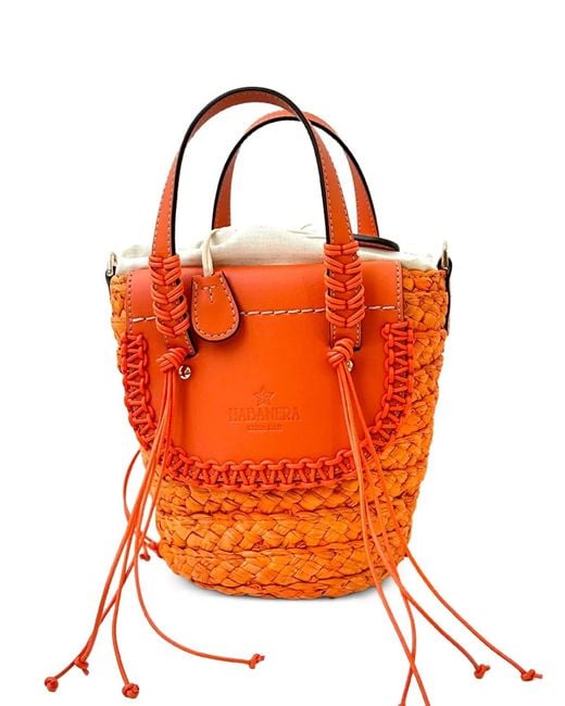 CUBA LAB Orange Habanera Woven Bucket Bag