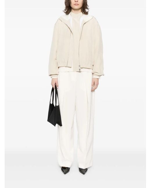 Helmut Lang Natural Neutral Silk Bomber Jacket
