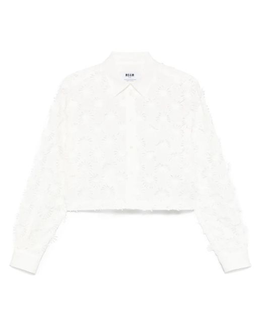 Camisa con bordado MSGM de color White