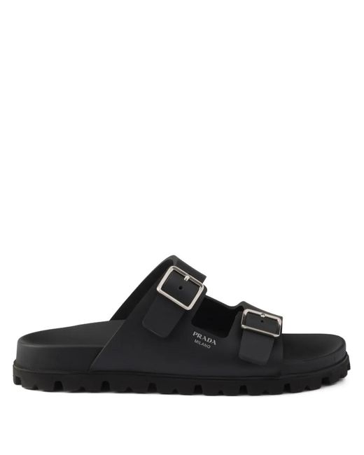 Prada Black Rubber Slides