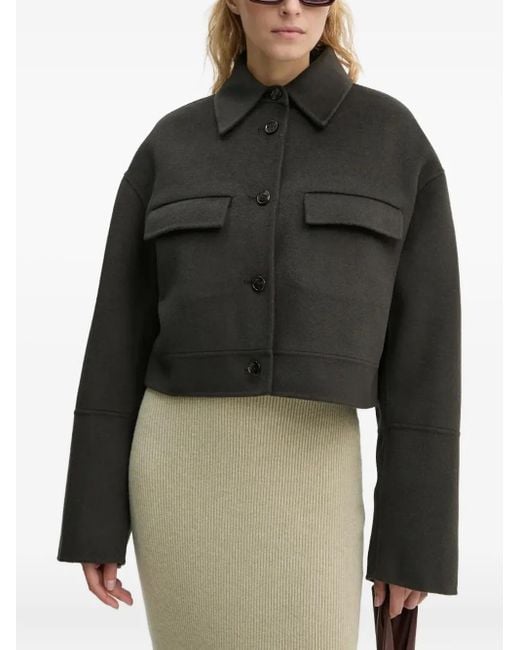 Nanushka Gray Buttoned Flap-Pocket Jacket