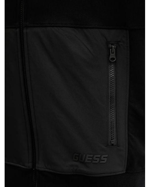 Guess Black Zip-Up Panelled Sweatshirt for men