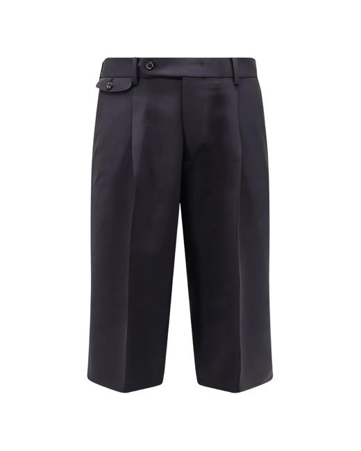 TONYWACK Blue Raw-Cut Pleated Shorts for men