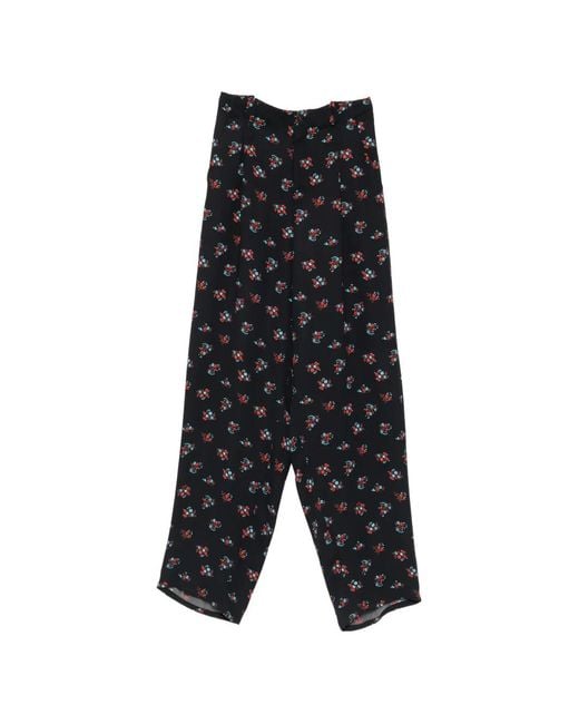 N°21 Gray Floral-Pattern Pleated Trousers