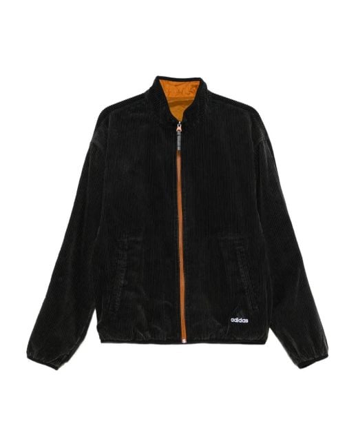 Adidas Black Corduroy Zip-Up Jacket for men